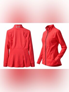 Under Armour Full Zip Jacket Athletic Slim Fit Thumbholes Running Gym Athleisure